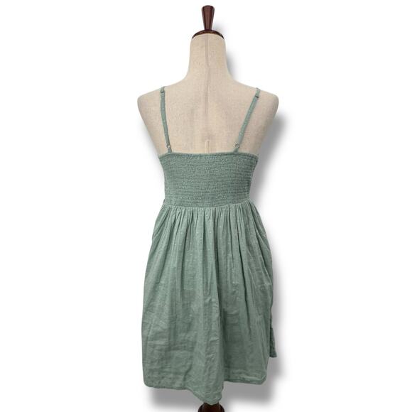 NEW Roxy Evening Glow Crinkle Mini Dress Size Large Smocked Cut Out Fit & Flare - Picture 6 of 9